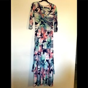 Pink Blush Floral Wrap Maternity Maxi Dress Size L